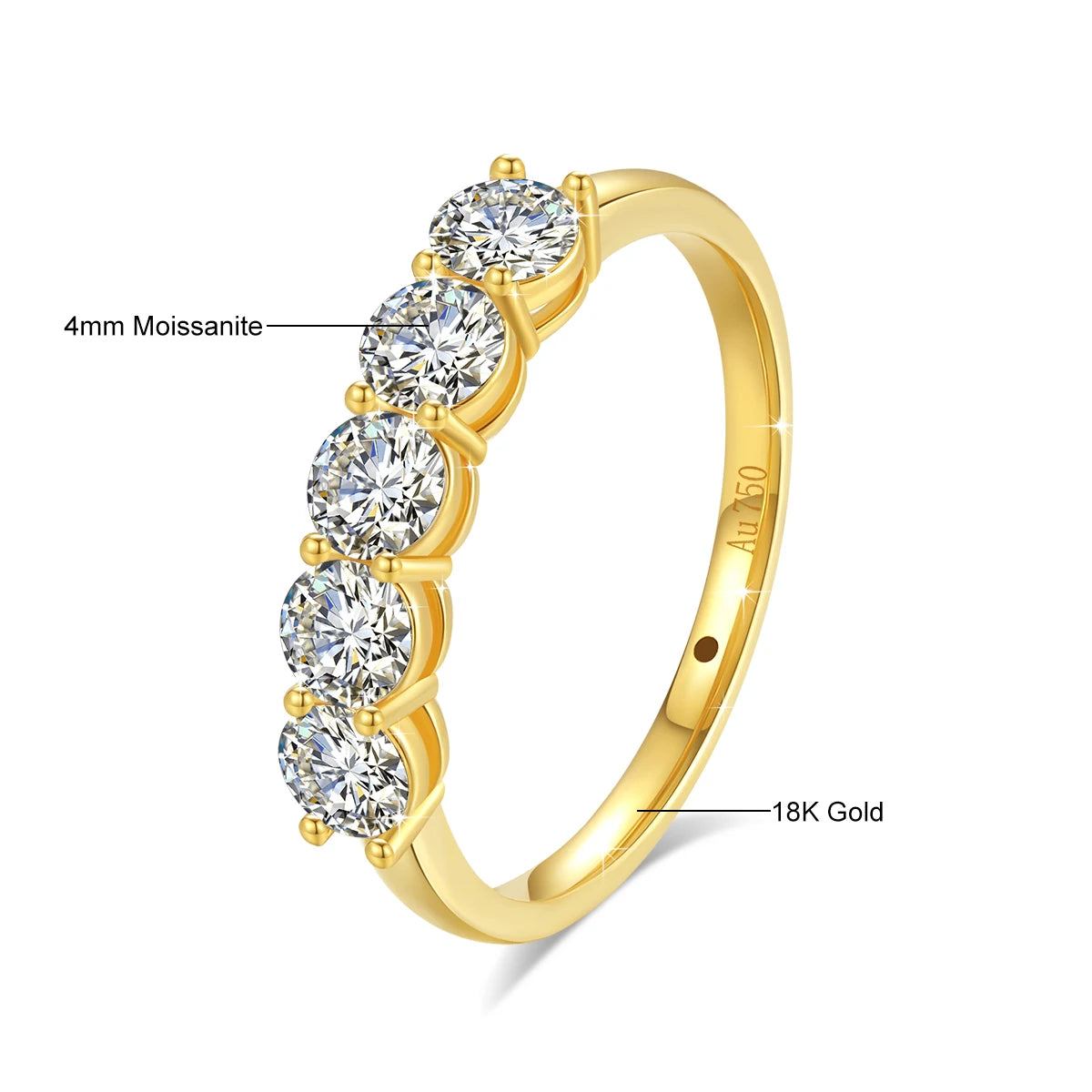 5 Moissanite 18K Gold Engagement Ring