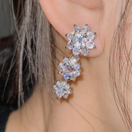 Sparkling Flower Bridal Earrings