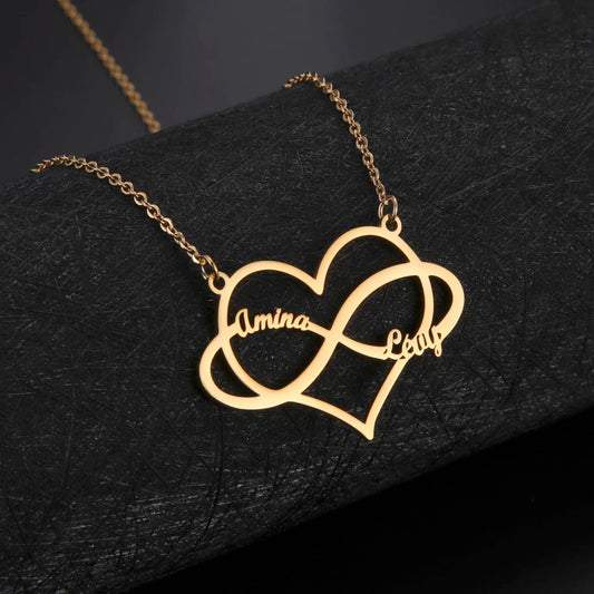 Heart Infinity Personalized Couple Necklace