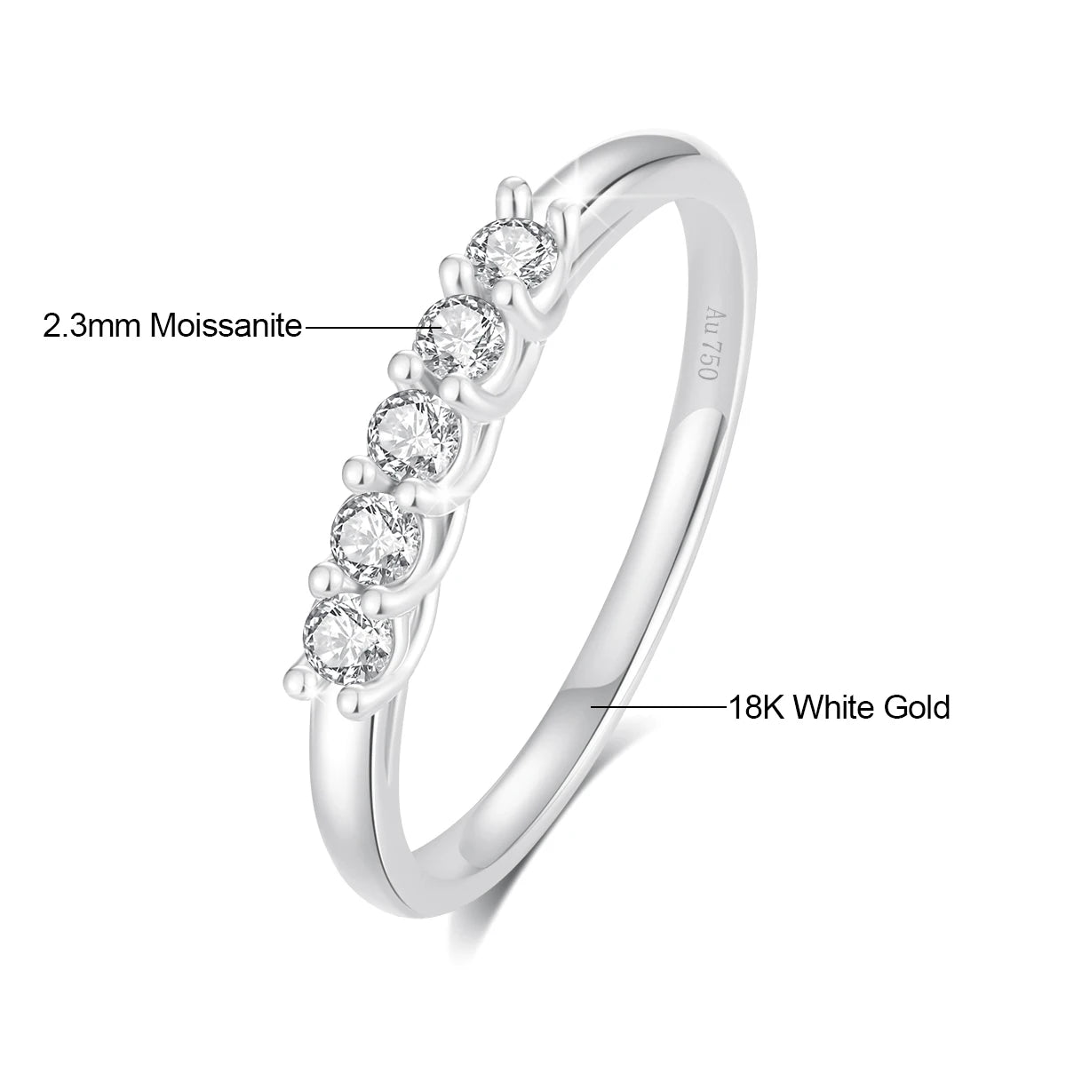 5 Moissanite 18K Gold Engagement Ring