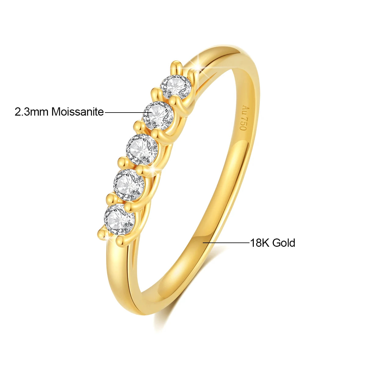 5 Moissanite 18K Gold Engagement Ring