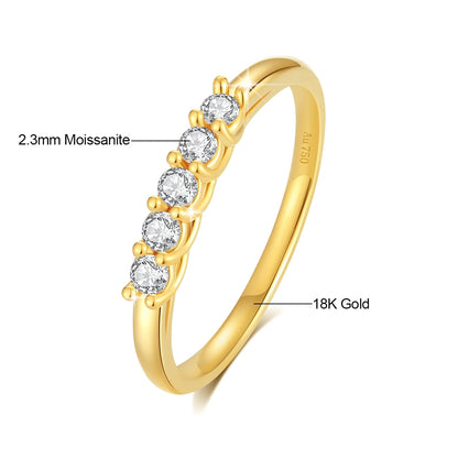 5 Moissanite 18K Gold Engagement Ring