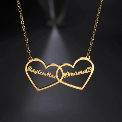 Twin Heart Personalized Couple Necklace