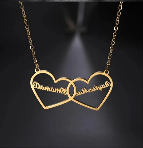 Twin Heart Personalized Couple Necklace